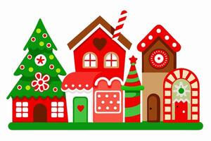 Charming Gingerbread Houses Graphics for Holiday Design Projects Ideal for Cards, Logos, Illustrations, Gift Tags, and Unique Seasonal Branding to Add a Touch of Festive Magic vector