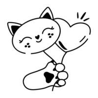 A sketchy style icon of cat balloons vector