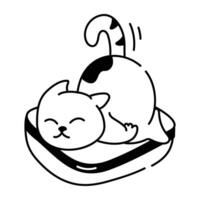 Lazy cat icon in drawing style vector
