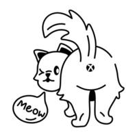 Cat meow icon in doodle style vector