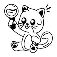 Cat rattle icon in drawing style vector