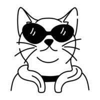 Cool cat icon in drawing style vector