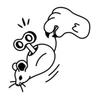 A drawing style icon of mouse toy vector