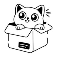 A doodle style icon of kitten box vector