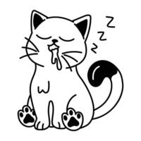 Cat sleeping icon in sketchy style vector