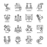 Bundle of Outline Style Voting Results Icons vector