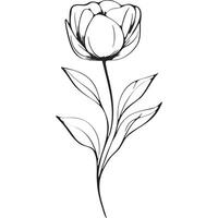 Black Minimalist Monoline Flower vector