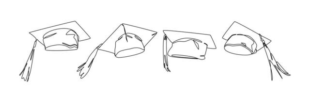 Set collection of graduation cap. Editable line. Graphic illustration. vector