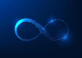 Abstract background technology, the infinity symbol inside is a technology circuit, with sparkling light, representing the infinite development of the world economy of technology. vector