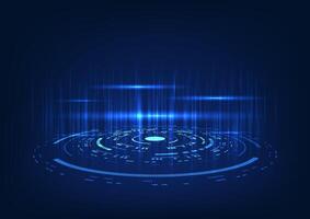 Technology Background, Technology Circle Light Beam Overlapping With Technology Circuit, Represents Processing Of Data In System And Sending To Operating System, Illustration, , Poster vector