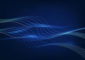 Abstract background technology. Layered flowing particle waves. Represents the overlapping of data being processed by cyber technology. Illustration, . vector