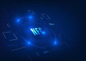 NFC technology, contactless payment using radio wave technology to make transactions, no need to carry a credit card, NFC inside the circle technology, wallpaper, poster, illustration vector