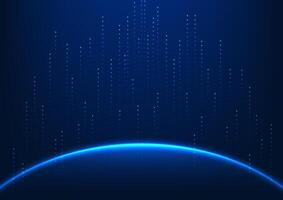 Abstract background technology Light lines rising from the arcs represent the output of cyber technology data through the internet network to the server. Illustration, , wallpaper. vector