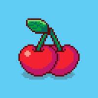 Pixel art cherry game asset design vector