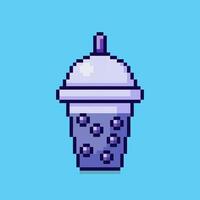 Pixel art Bubble tea game asset design vector