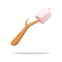Marshmallow on stick isolated on white background. vector