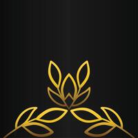 Luxury black and gold background with golden leaves and space for your text. vector