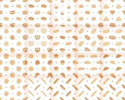 Set of Cartoon doodle bread bakery seamless pattern background vector