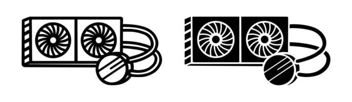 Closed-loop water cooling system for computers cartoon doodle, . vector