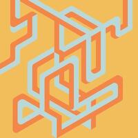 Abstract isometric design in orange and blue colors. Perfect for branding, backgrounds, prints, or social media graphics with modern feel. vector