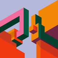 Isometric shapes in various colors create an abstract background. Suitable for modern design projects needing a vibrant and dynamic look. vector