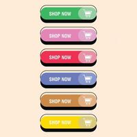 Set of button shop now. vector