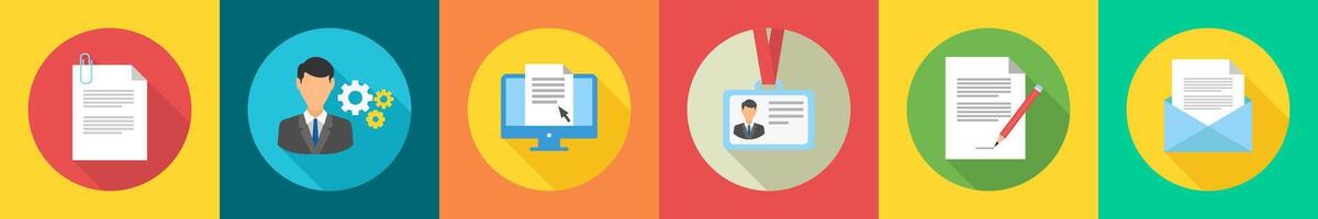 A set of 6 Business icons as notes, business management, e document vector