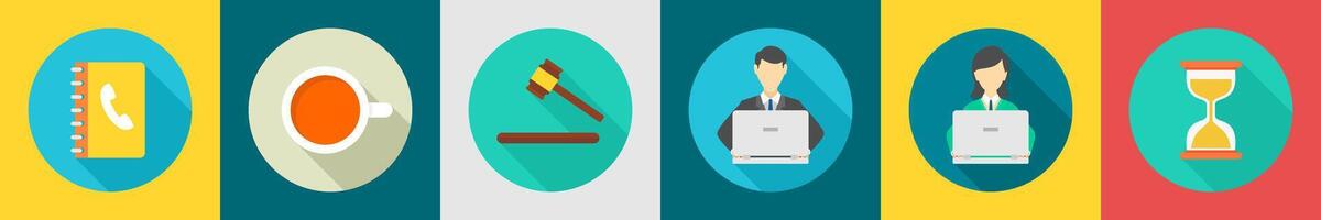 A set of 6 Business icons as contact book, tea break vector