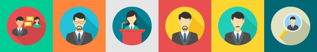 A set of 6 Business icons as discussion, businessman, speech vector