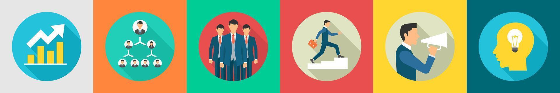 un conjunto de 6 6 negocio íconos como negocio crecimiento, negocio jerarquía, negocio equipo vector