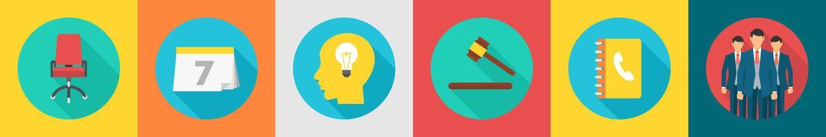 A set of 6 Business icons as office chair, calendar, business idea vector
