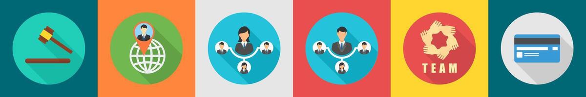A set of 6 Business icons as auction, global location, business hierarchy vector