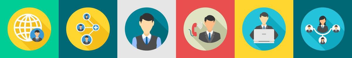 A set of 6 Business icons as global business, business links, manager vector