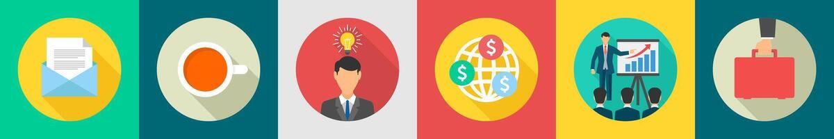 A set of 6 Business icons as email, tea break, business idea vector