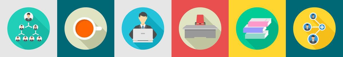 A set of 6 Business icons as business hierarchy, tea break vector