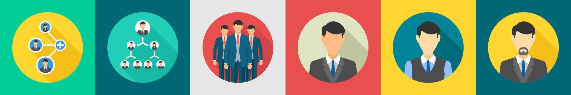 un conjunto de 6 6 negocio íconos como negocio Enlaces, negocio jerarquía, negocio equipo vector