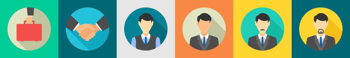 A set of 6 Business icons as portfolio, partnership, manager vector