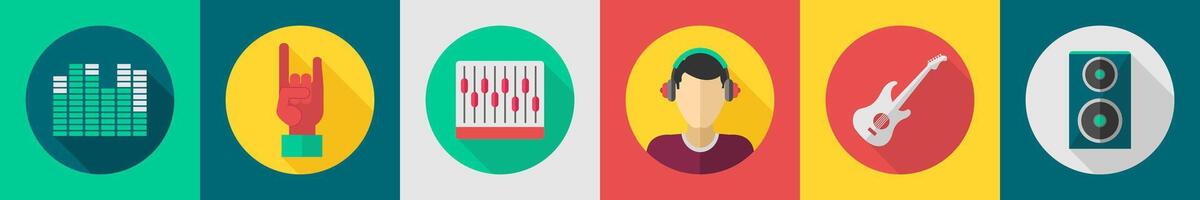 A set of 6 music icons as music levels, you rock, music equalizer vector