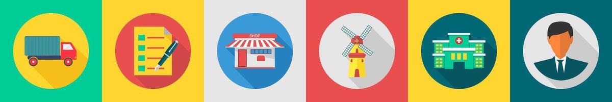A set of 6 Real Estate icons as truck, list, shop vector
