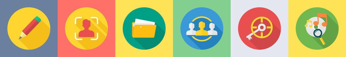 A set of 6 SEO icons as edit, focus, folder vector