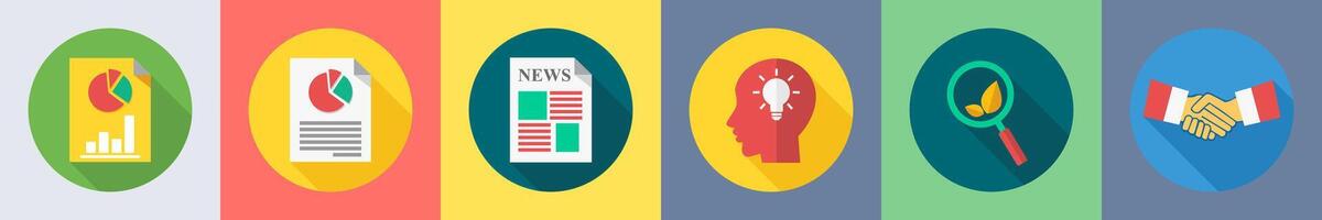 A set of 6 SEO icons as report, chart, graph vector