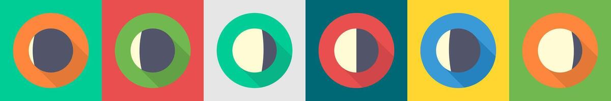 A set of 6 Weather icons as lunar eclipse, moon eclipse, crescent moon vector