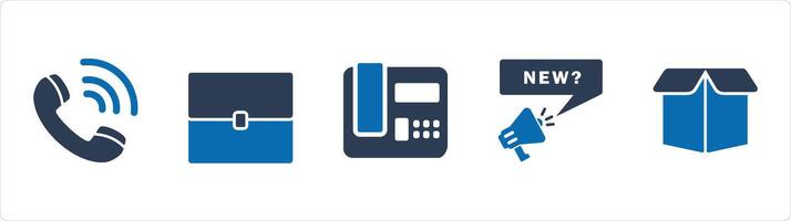 A set of 5 Business icons as calling, baggage, landline, new message vector