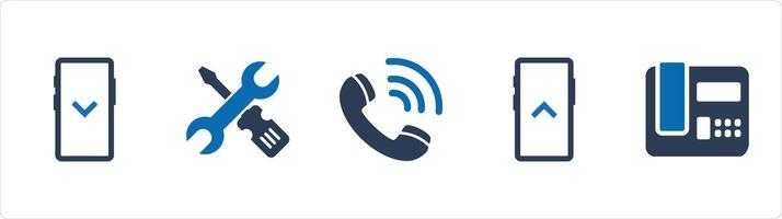 A set of 5 Business icons as swipe down, replacement, calling vector