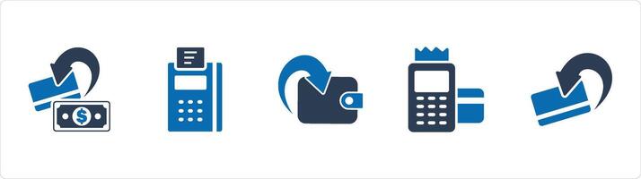 A set of 5 Business icons as cashback, card swipe machine, card cashback vector