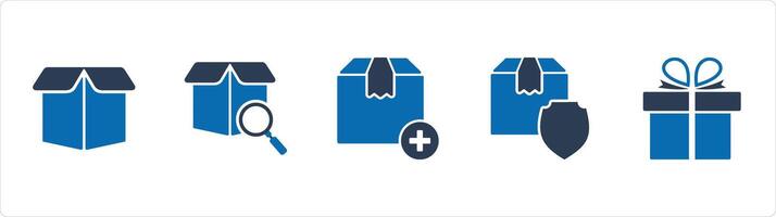 A set of 5 Business icons as box, search box, add product vector