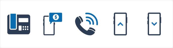 A set of 5 Business icons as landline, digital payment, calling vector
