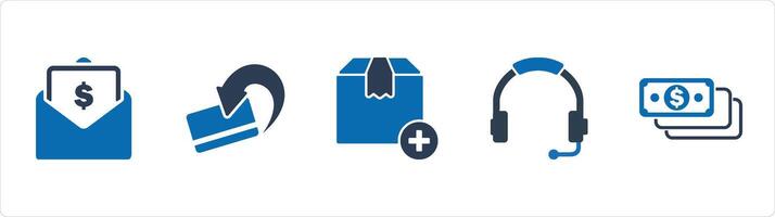 A set of 5 Business icons as salary mail, card cashback, add product vector