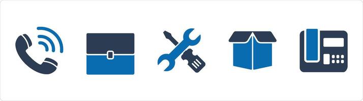 A set of 5 Business icons as calling, baggage, replacement vector
