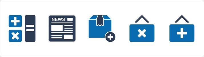 A set of 5 Business icons as calculation, newsletter, add product vector